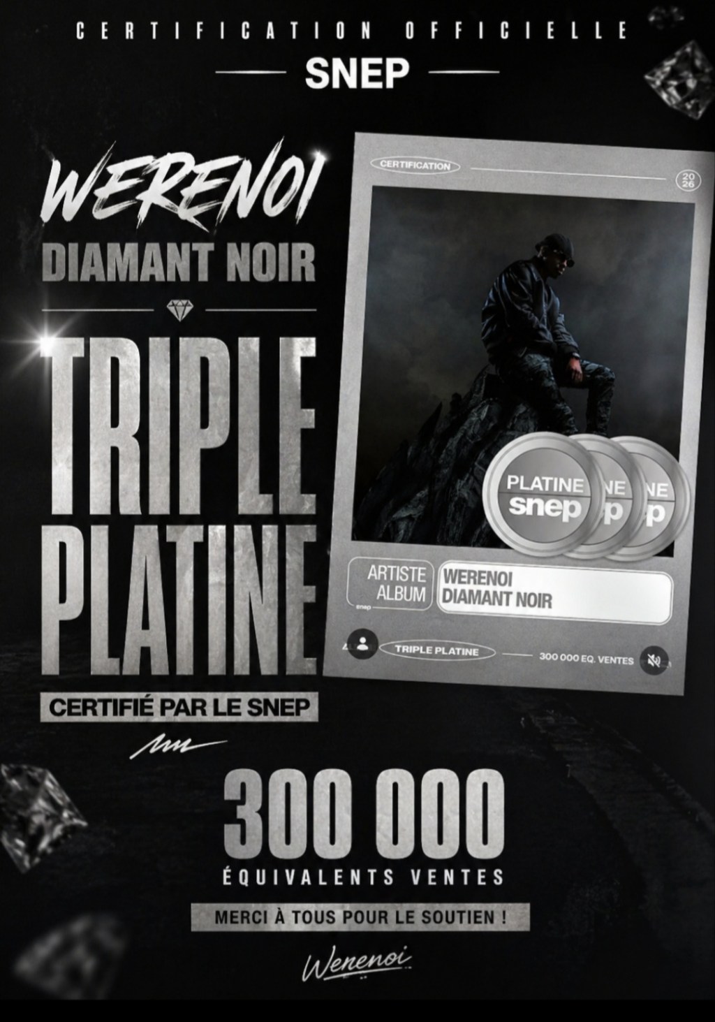 💎 Werenoi : Diamant Noir triple platine, un succès devenu&nbsp;héritage